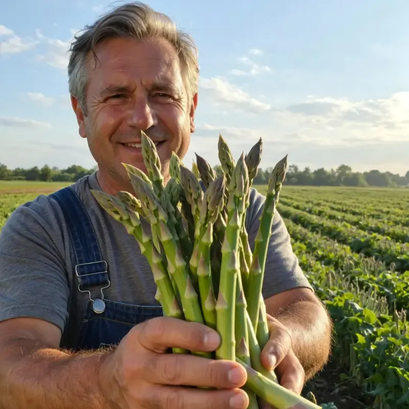 Mary Washington asparagus plants and green spears